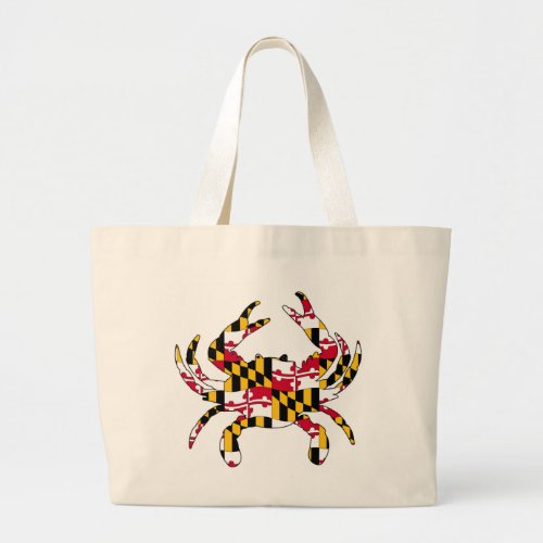 Maryland Flag Wavy Crab Large Tote Bag