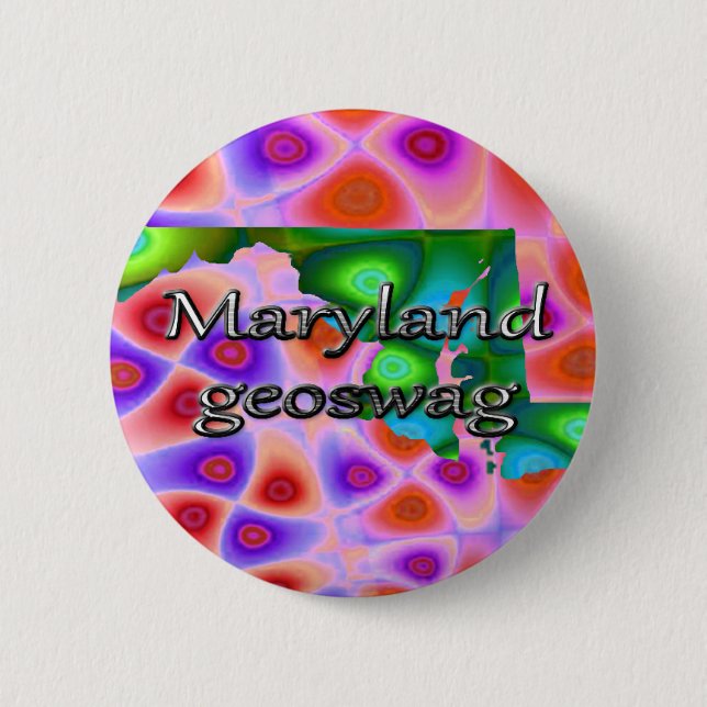Maryland Geoswag Swags Geocaching Gifts Treasure Pinback Button (Front)