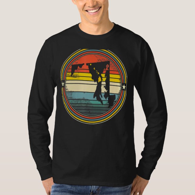 Maryland Hawaii Roots Origine State Map Retro Funn T-Shirt (Front)