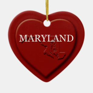 Maryland Heart Map Christmas Ornament