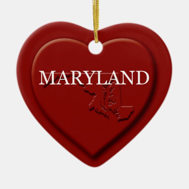 Maryland Heart Map Christmas Ornament (Front)