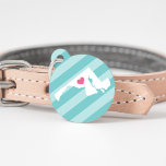 Maryland Heart Pet ID Tag<br><div class="desc">Let your furry friend show some home state pride with this cute Maryland ID tag. Design features a white silhouette map of the state of Maryland with a pink heart inside, on a tone on tone turquoise stripe background. Add your pet's name and contact information to the back in white...</div>