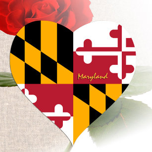 Maryland Heart Sticker, Patriotic Maryland Flag Heart Sticker
