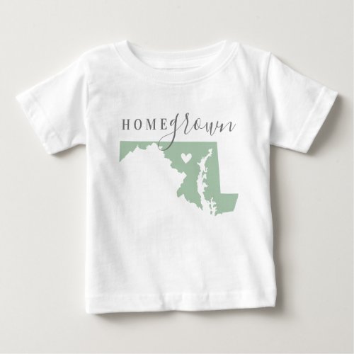 Maryland Home Grown  Editable Colors State Map Baby T_Shirt