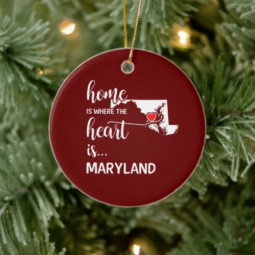 Maryland home is where the heart is ceramic ornament