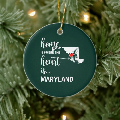 Maryland home is where the heart is ceramic ornament