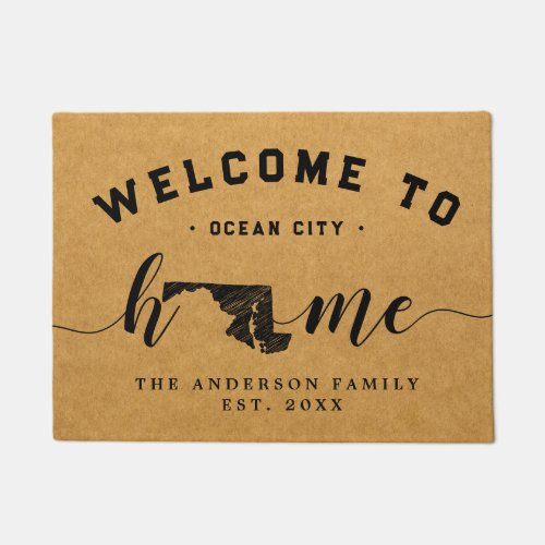 Maryland Home State Map USA Minimalist Welcome Doormat