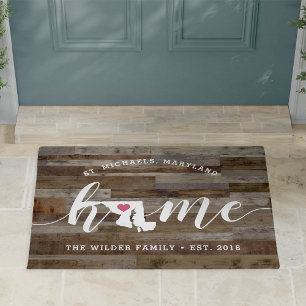 Maryland Home State Personalized Wood Look Doormat