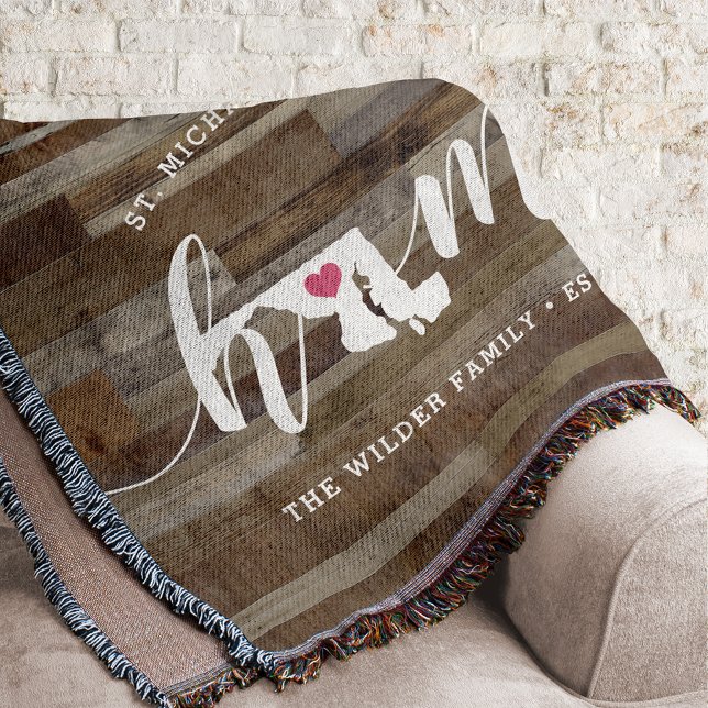 Maryland Home State Personalized Wood Look Throw Blanket (Creator Uploaded)