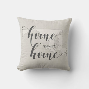 Maryland - Home Sweet Home burlap-look Throw Pillow