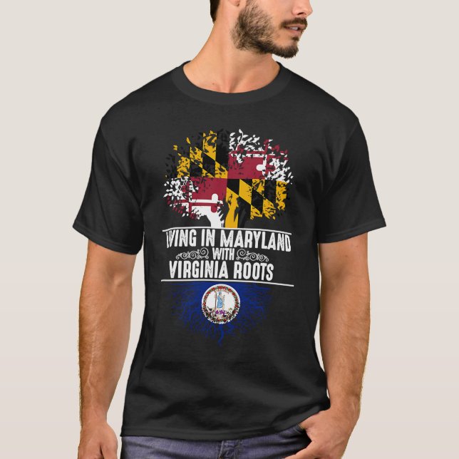 Maryland Home Virginia Roots State Tree Flag Love T-Shirt (Front)