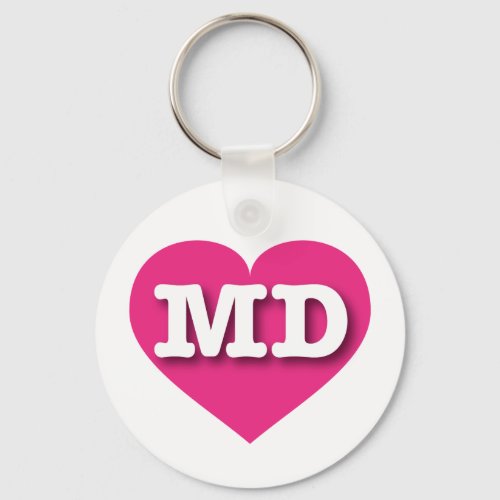 Maryland Hot Pink Heart _ I love MD Keychain