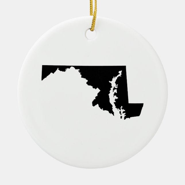 Maryland in Black and White Ceramic Ornament (Front)