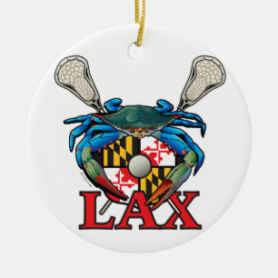 Maryland Lax Blue Crab Crest Ceramic Ornament