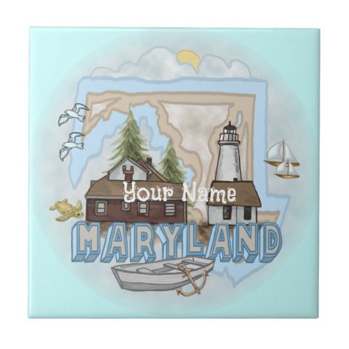 Maryland Lighthouse custom name tile