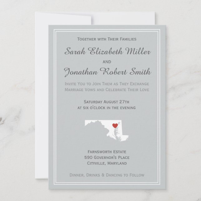 Maryland Love - Customizable Wedding Invitation (Front)