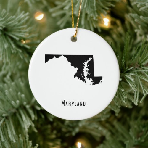 Maryland Map _ Black and White Modern Maryland Map Ceramic Ornament
