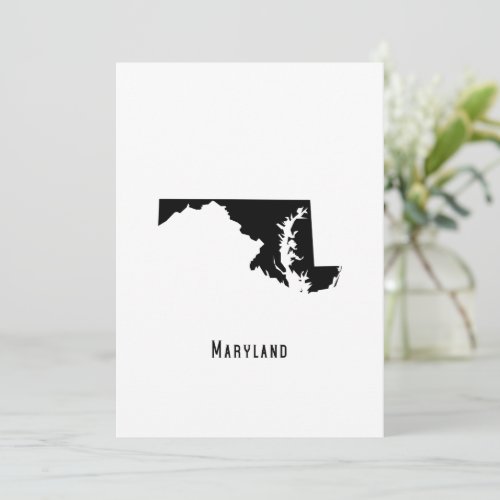 Maryland Map _ Black and White Modern Maryland Map Invitation