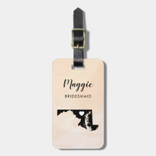 Maryland Map Luggage Tag, Wedding Party Welcome Luggage Tag