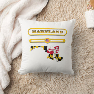 MARYLAND MAP, MARYLAND, USA. SAMER BRASIL THROW PILLOW