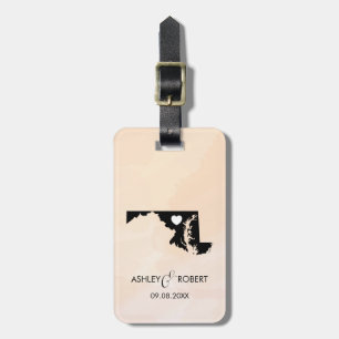 Maryland Map Wedding Luggage Tag, Couple's Name Tag