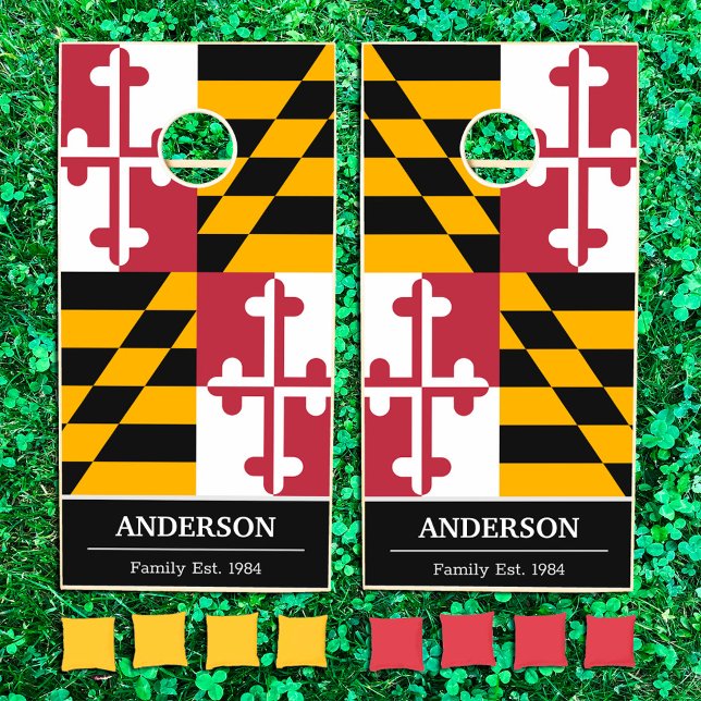 Maryland & Maryland Flag personalized / Family fun Cornhole Set (Creator Uploaded)