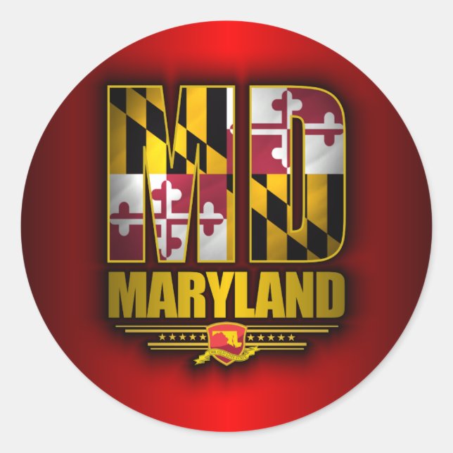 Maryland (MD) Classic Round Sticker (Front)