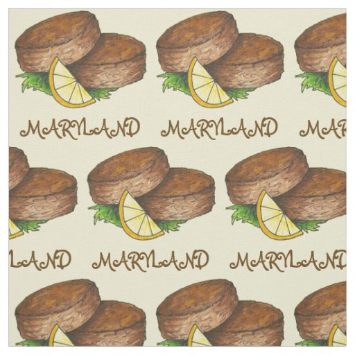 Maryland MD Crab Cake Cakes Spicy Crabcake Lemon Fabric