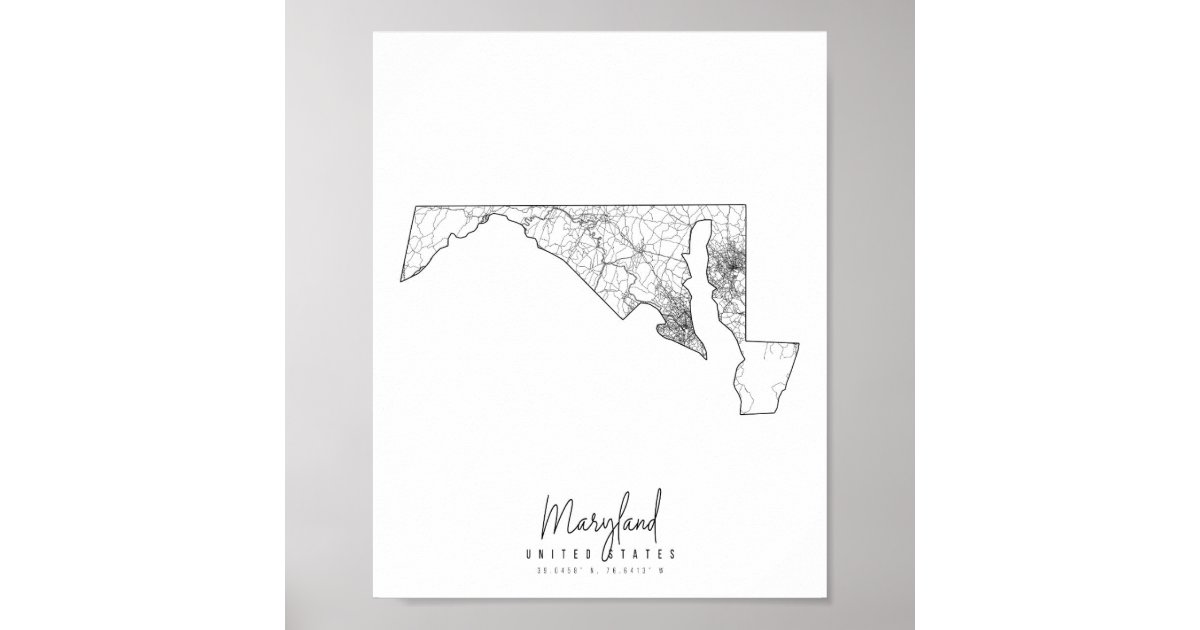 Maryland Minimal Street Map Poster | Zazzle