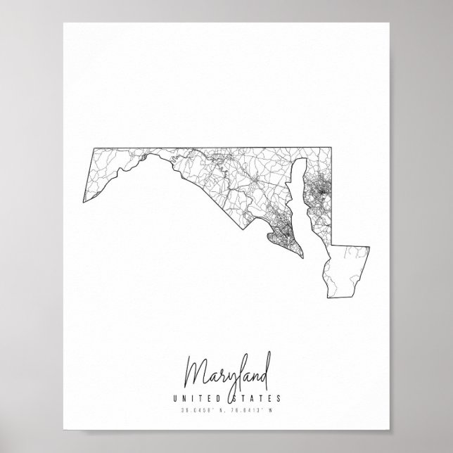 Maryland Minimal Street Map Poster (Front)
