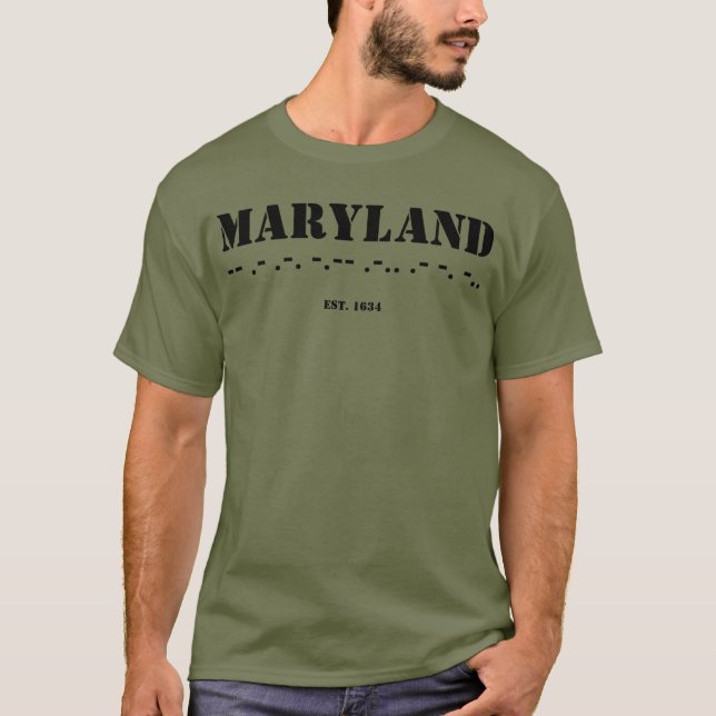 Maryland Morse Code Est 1634 Military T-Shirt (Front)