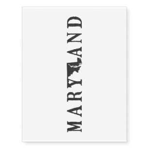 Maryland Name with State Shaped Letter Temporary Tattoos