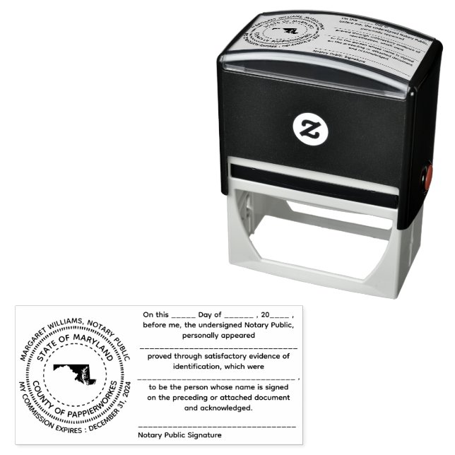 Maryland Notary Public Acknowledgement Stamp (In Situ)
