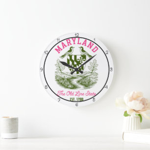 Maryland Old Line State Birds Large Clock