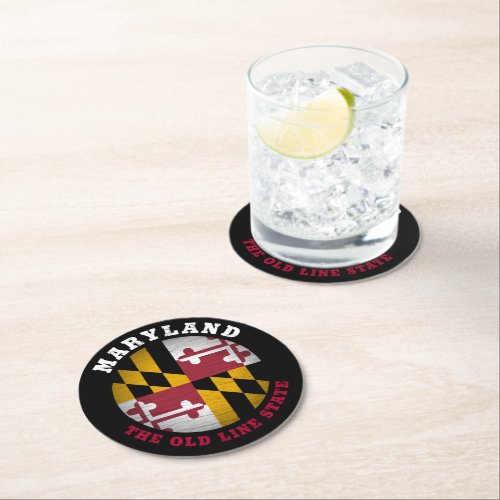 MARYLAND OLD LINE STATE FLAG ROUND PAPER COASTER