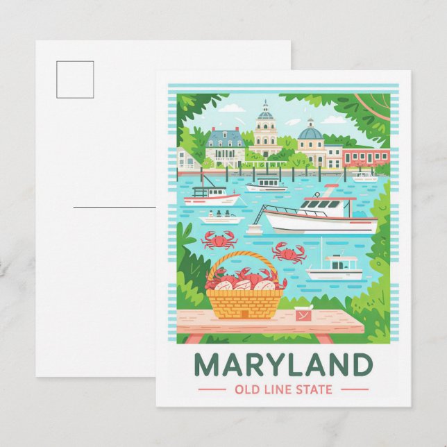 Maryland Old Line State USA Summer Travel Postcard (Front/Back)