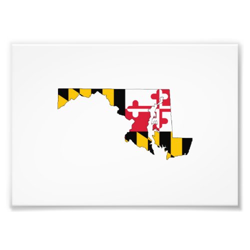 Maryland Outline Map and Flag Photo Print