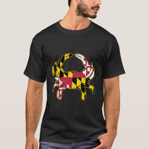 Maryland Pride Flag Crab With Md Flag Colors Overl T_Shirt