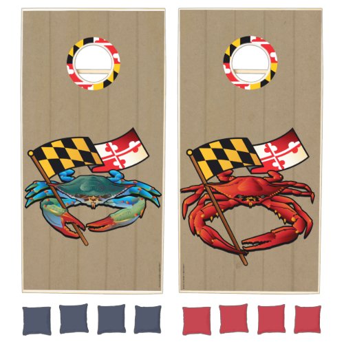 Maryland Red and Blue Crab Banner Cornhole Set