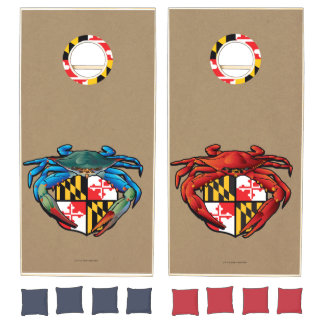 Maryland Red and Blue Crab Crest Cornhole Set