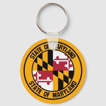 Maryland Round Emblem Keychain by KDR_DESIGN at Zazzle