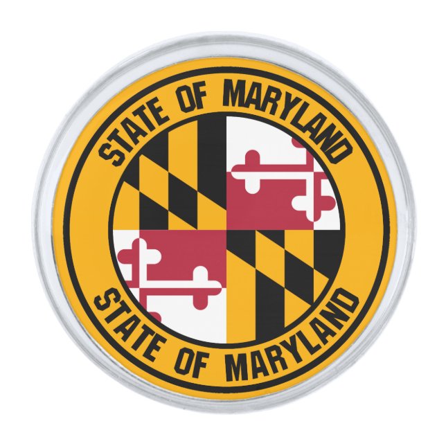 Maryland Round Emblem Silver Finish Lapel Pin (Front)
