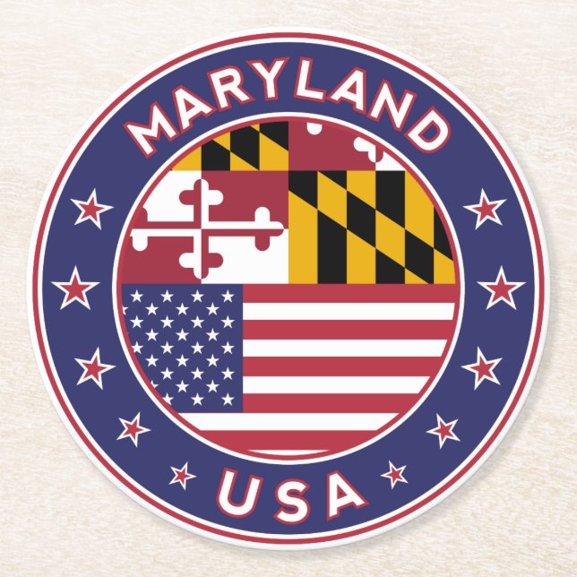 Maryland Round Paper Coaster (Front)