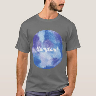 Maryland Round Watercolor Pastel Violet Blue T-Shirt