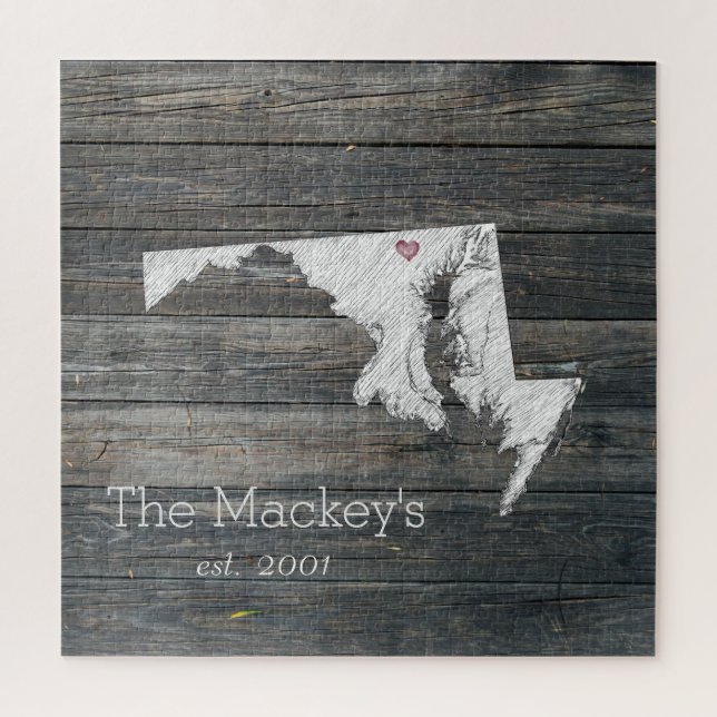 Maryland Rustic State Puzzle (Vertical)