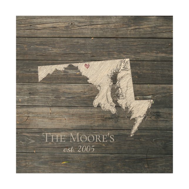 Maryland Rustic Wood Wall Art (Front)