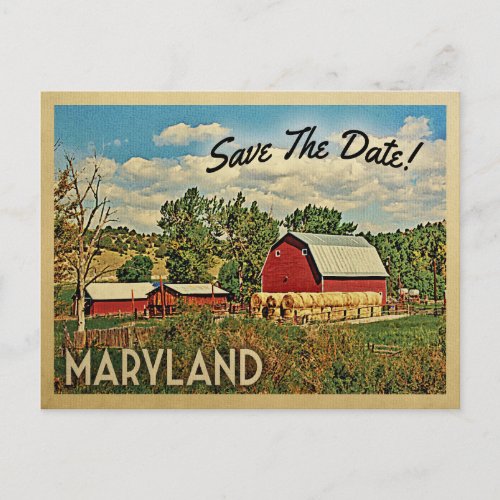 Maryland Save The Date Farm Barn Rustic Announcement Postcard
