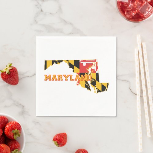 Maryland Shaped Marylander Old Line State Flag Napkins