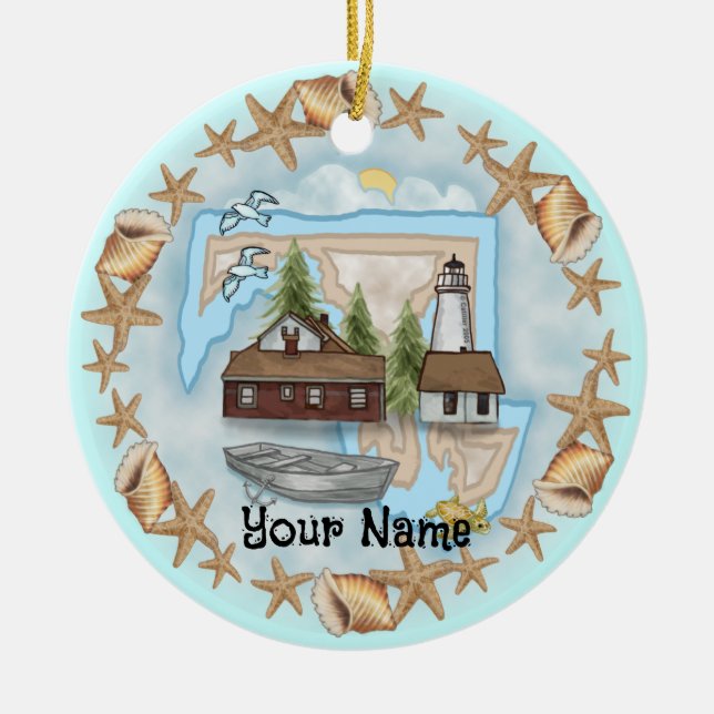 Maryland Shells Lighthouse Ornament (Front)
