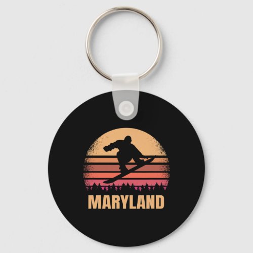 Maryland Snowboarding Vintage Md Snow Boarder Retr Keychain
